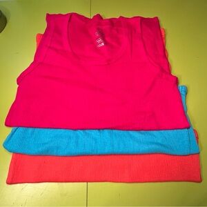 Set of 3 Women’s Tank Tops Turquoise Pink & Orange Size XL Brand New Never Worn
